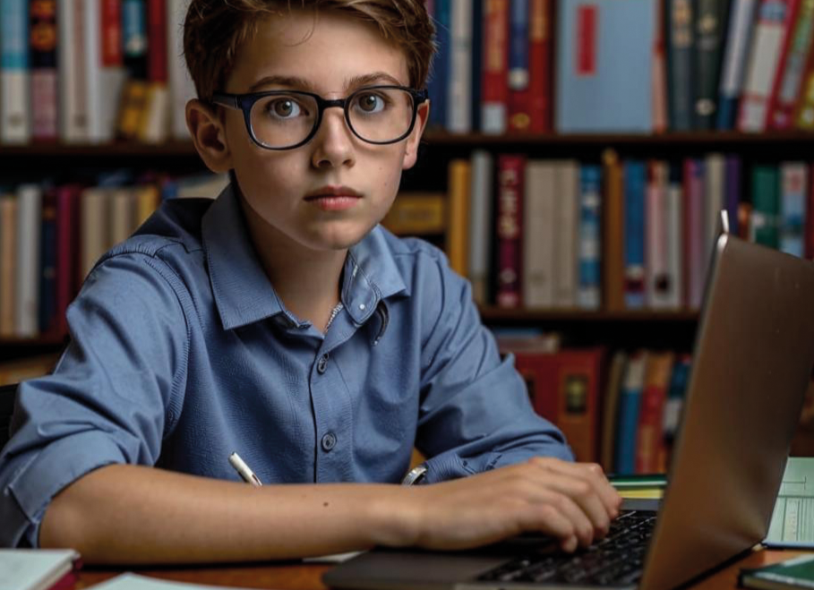 школьник за компьютером